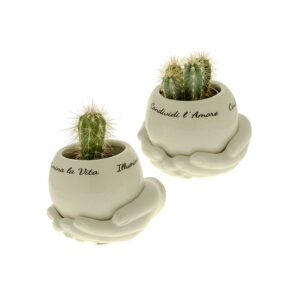 Vaso sfera in ceramica con mani e frase Etm