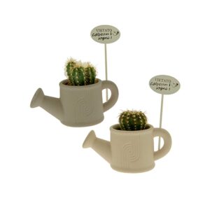 Bomboniera Etm Vaso annaffiatoio ceramica biscuit con cartello 'Vietato calpestare i sogni'