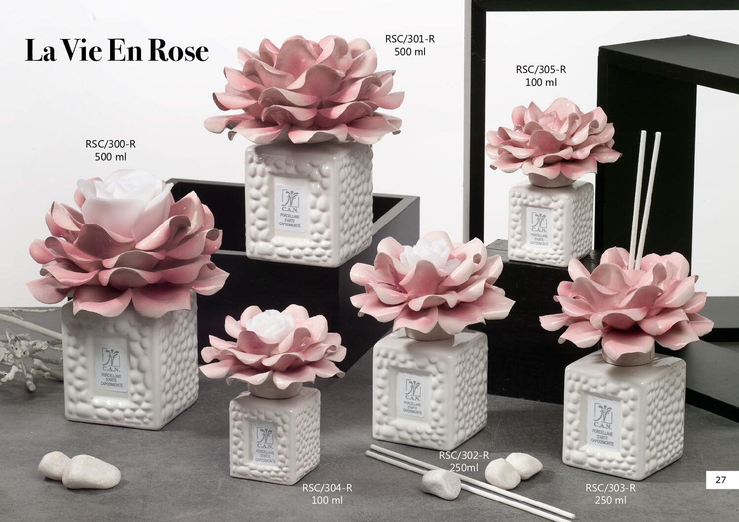 Bomboniera Capodimonte C.A.N. Diffusore Rosa con base in ceramica colore Rosa chiaro