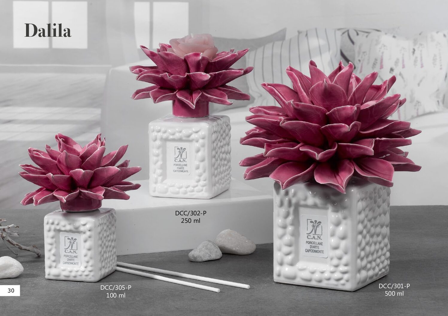 Bomboniera Capodimonte C.A.N. Diffusore Dalia con base in ceramica colori vari