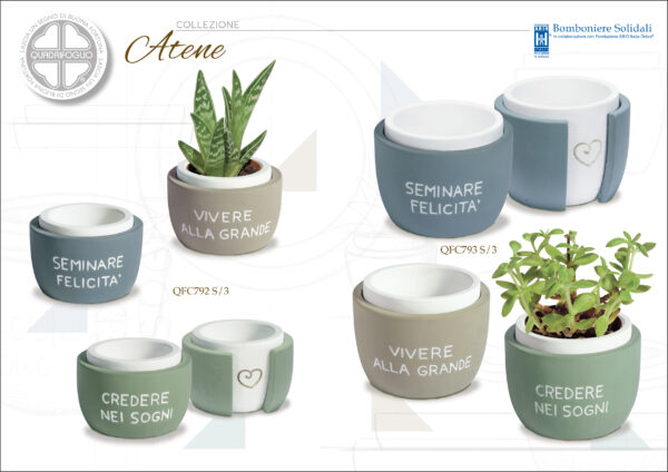 Bomboniere Solidali Quadrifoglio - Vaso Porta-pianta in Terracotta con cuore e frasi