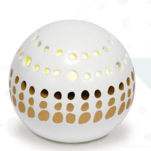 Bomboniere Solidali Quadrifoglio - Sfera con luce Led in Porcellana Bianco e Oro