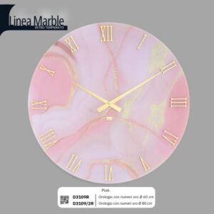 Orologio da Parete in Vetro Temperato Rosa oro  60 - 80 cm stampa a caldo Made in Italy First Class D3109R