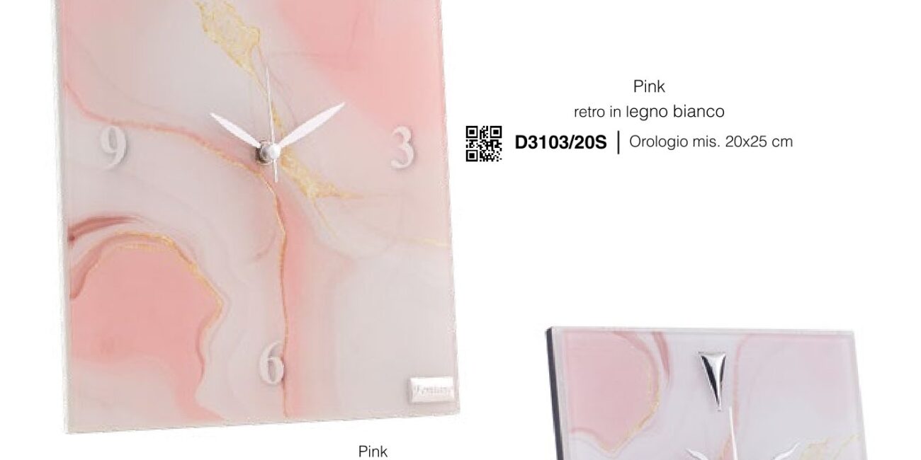 Orologio da tavolo in Vetro Rosa - Oro